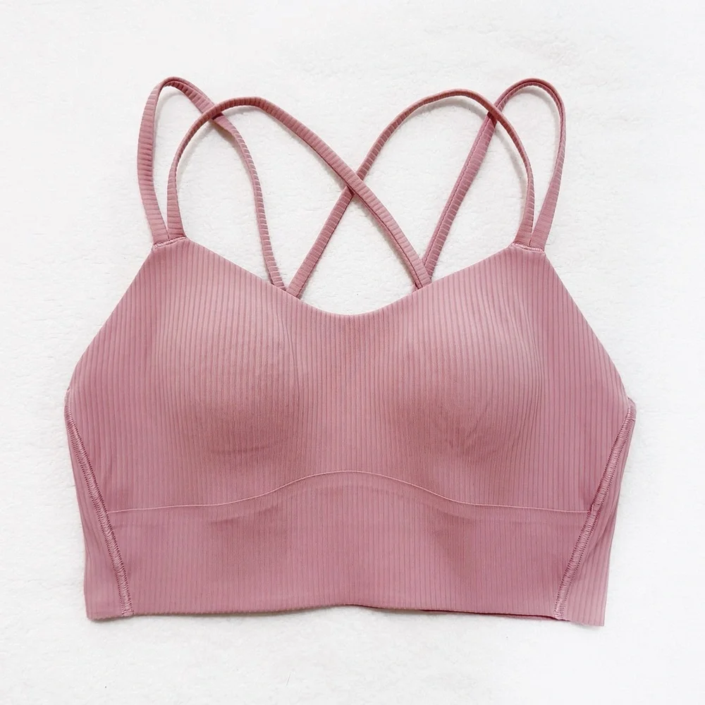 SOLD❌ Lululemon Like a Cloud Ribbed Longline Sports Bra Pink Haze Size 6 - Picture 5 of 10